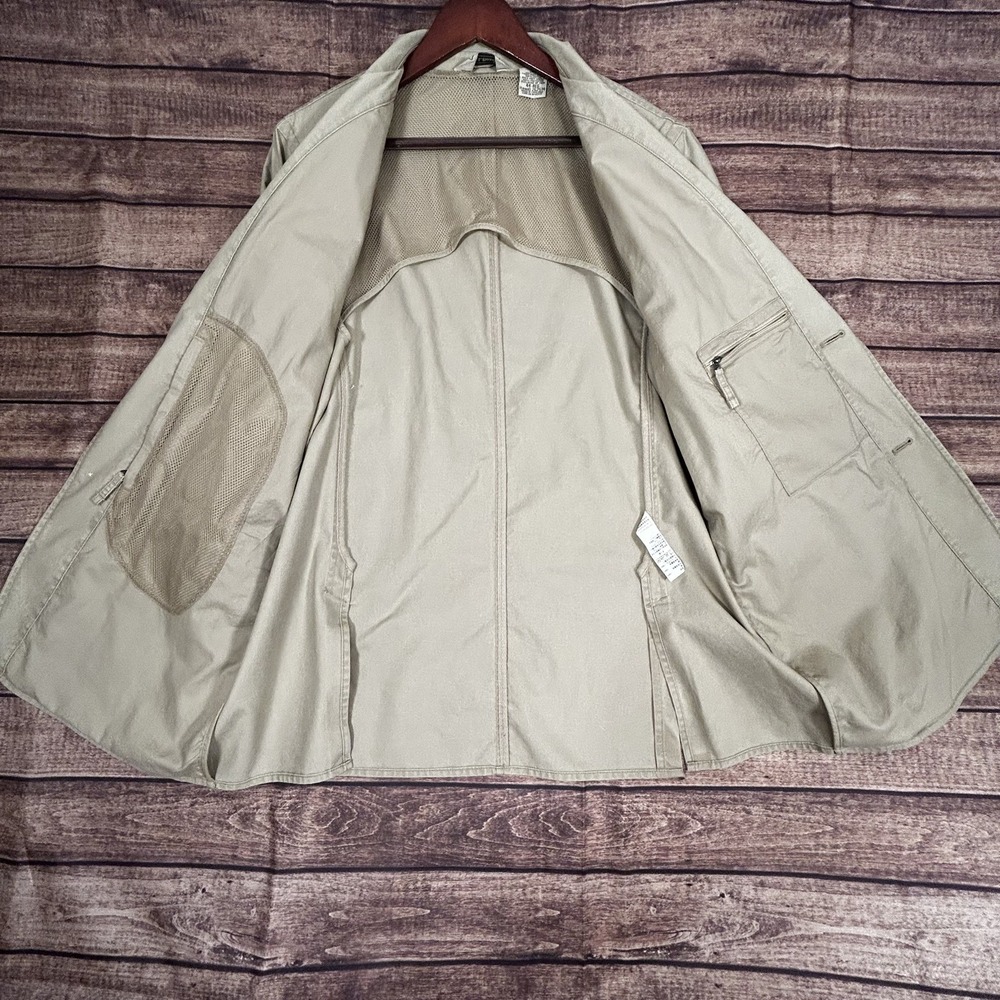 VINTAGE LL Bean Men Jacket 44R Brown Blazer Field Safari Utility Elbow Patches - Picture 6 of 11